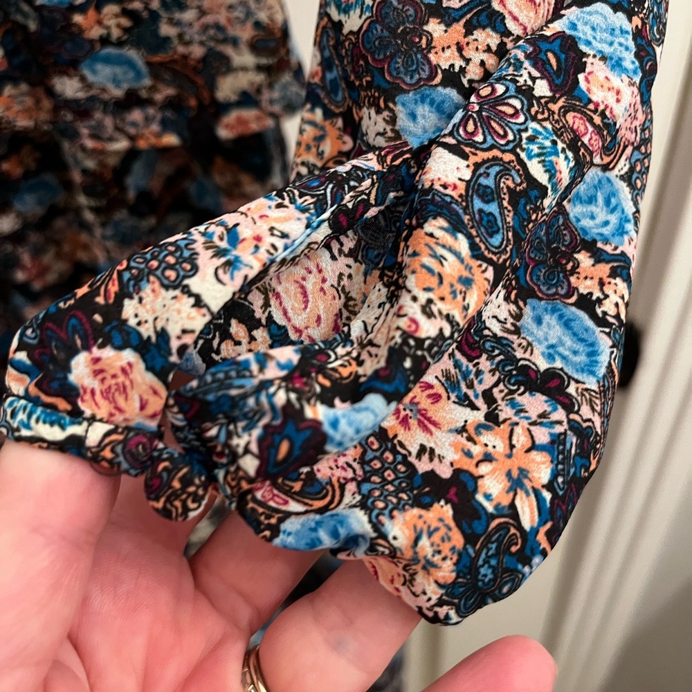 J Crew Floral V Neck Midi Dress Size 2 - Picture 9 of 13